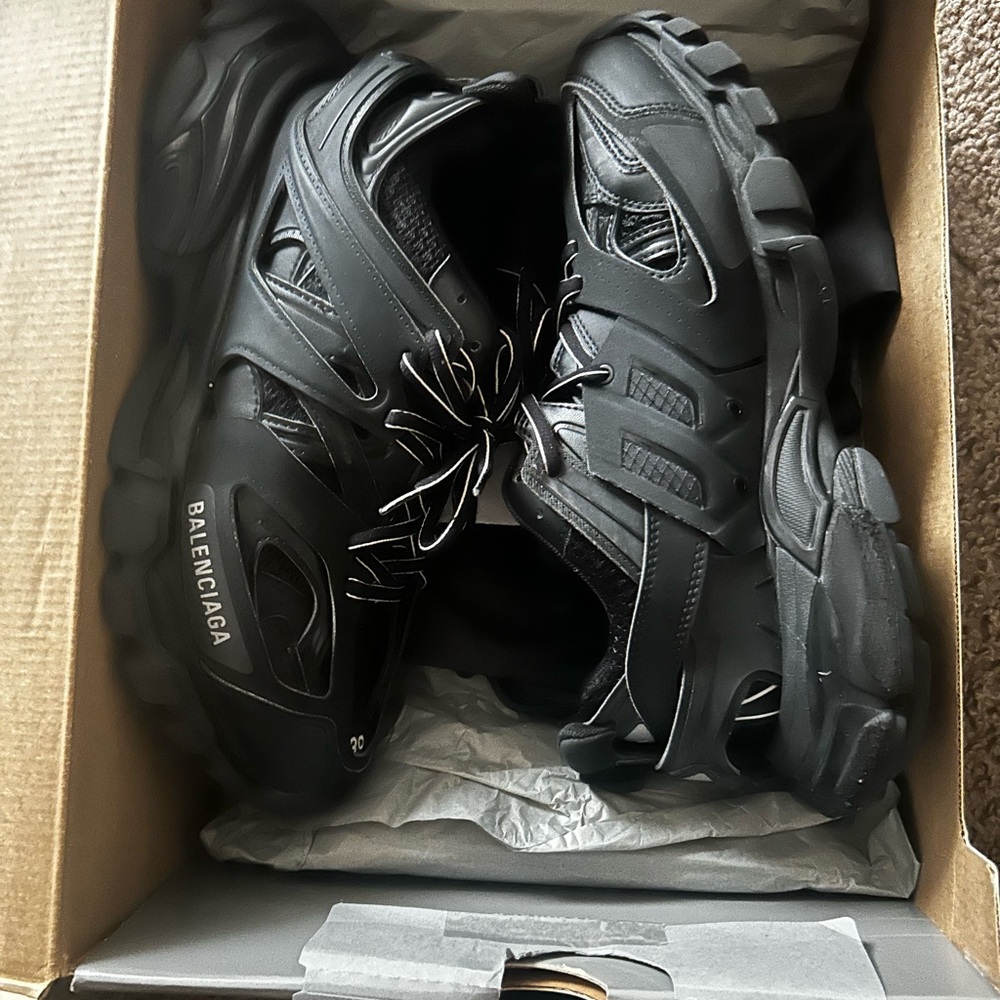 Balenciaga Black Athletic Shoes with Rugged Design
